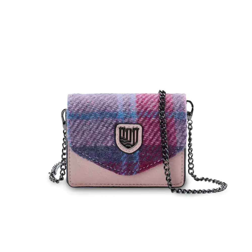 Card Case in Harris Tweed - Blue Pink