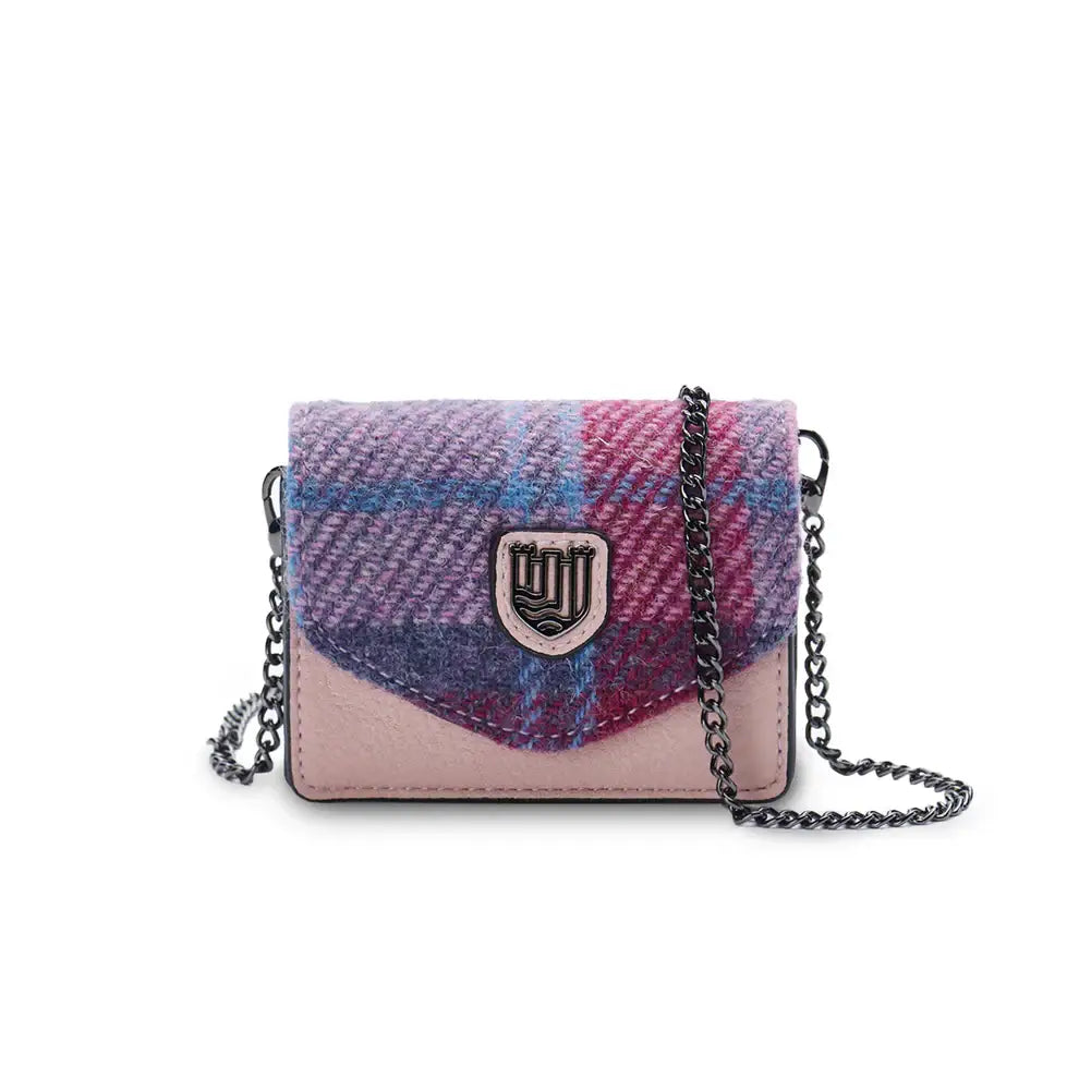 Card Case in Harris Tweed - Blue Pink