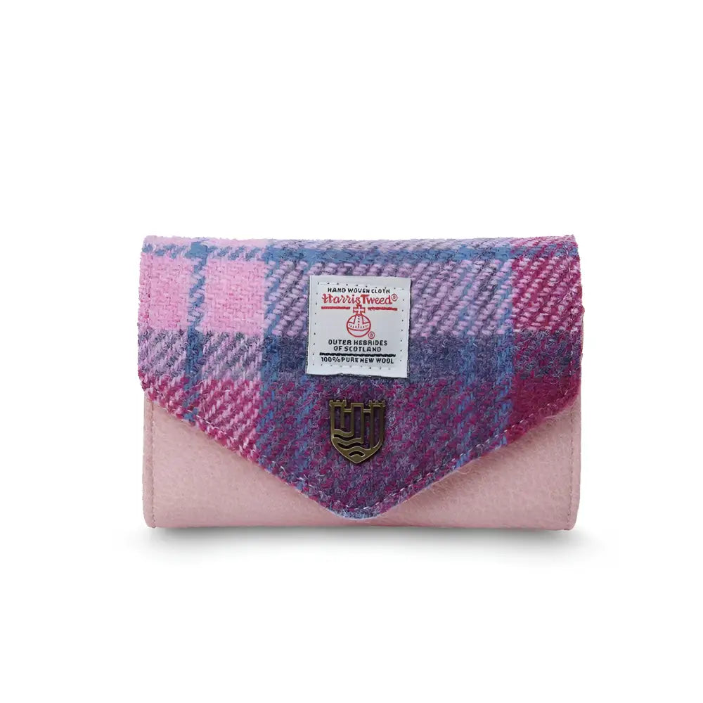 Clasp Purse in Harris Tweed - Blue Pink