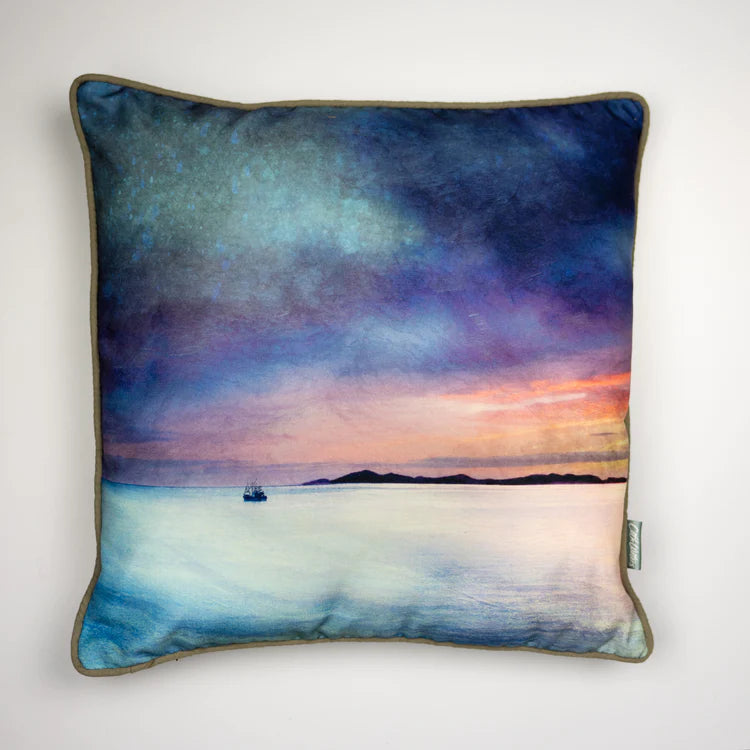 Fishing In The Little Minch Pillow | Cath Waters | Scottish Creations
