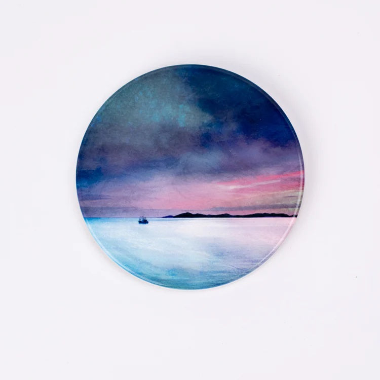 Fishing The Little Minch Ceramic Coaster | Cath Waters | Scottish Creations