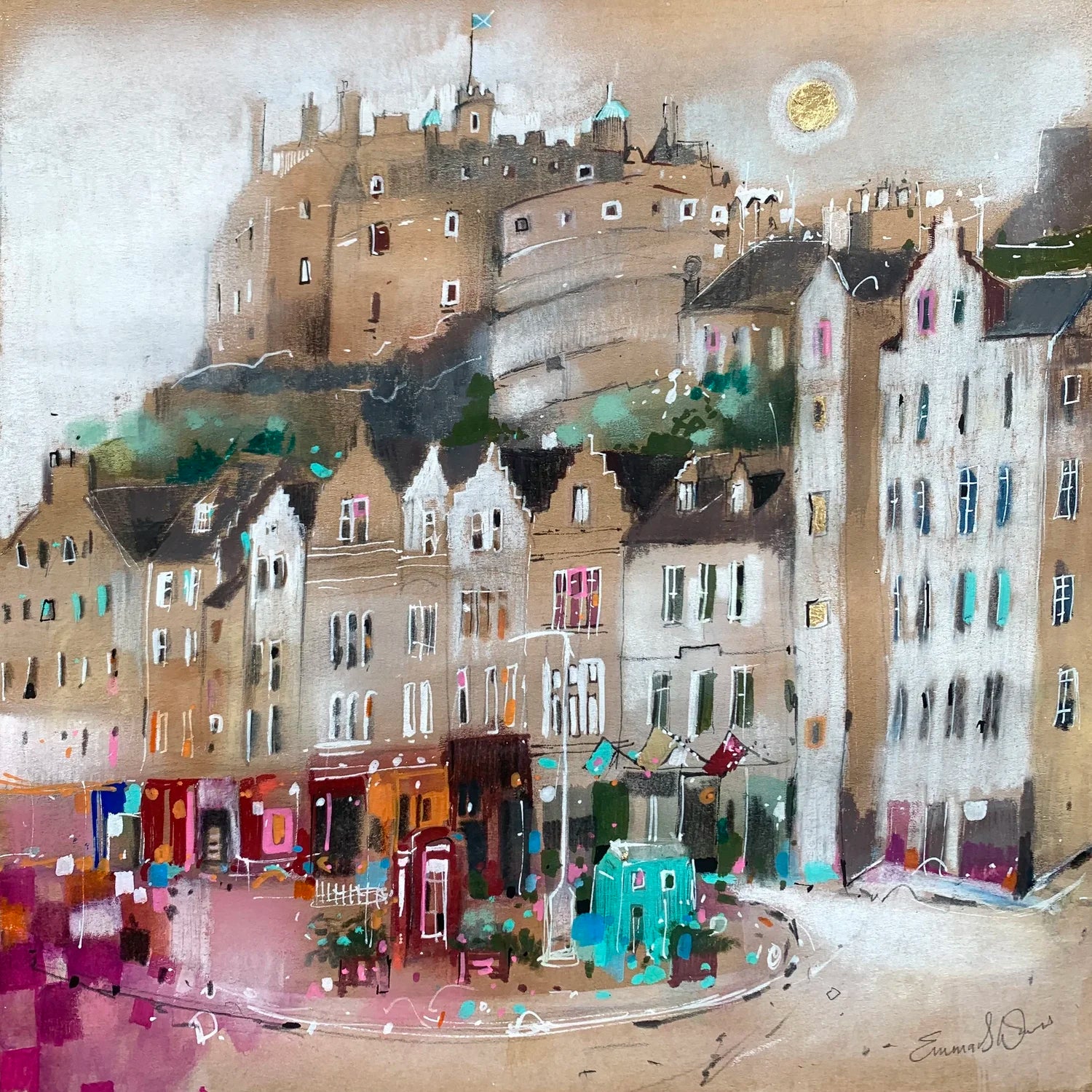 Greeting Card 'Moonlight, Grassmarket, Edinburgh