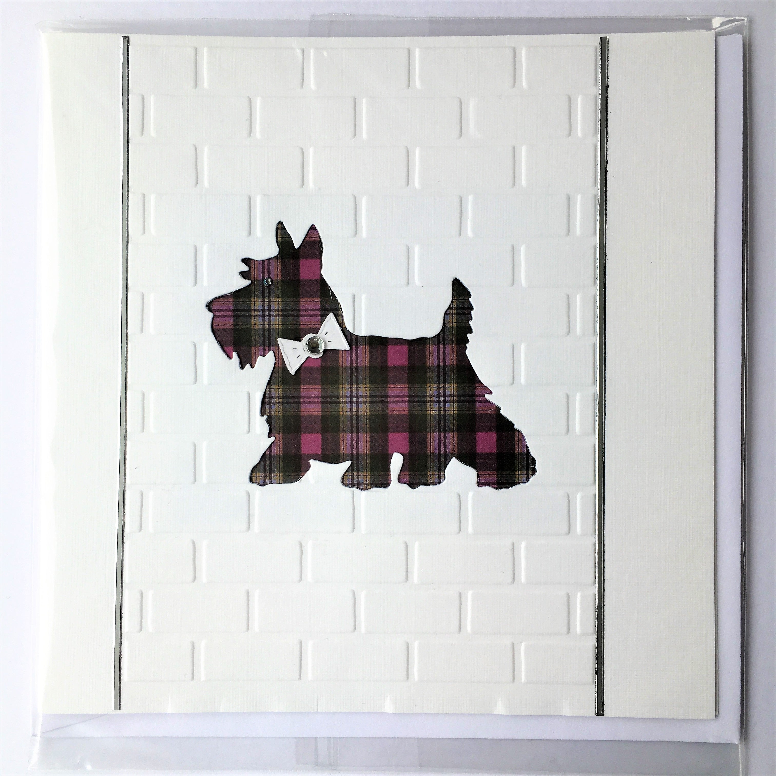 Gray Tartan Scottie Dog Card | Roseneath Studios | Scottish Creations