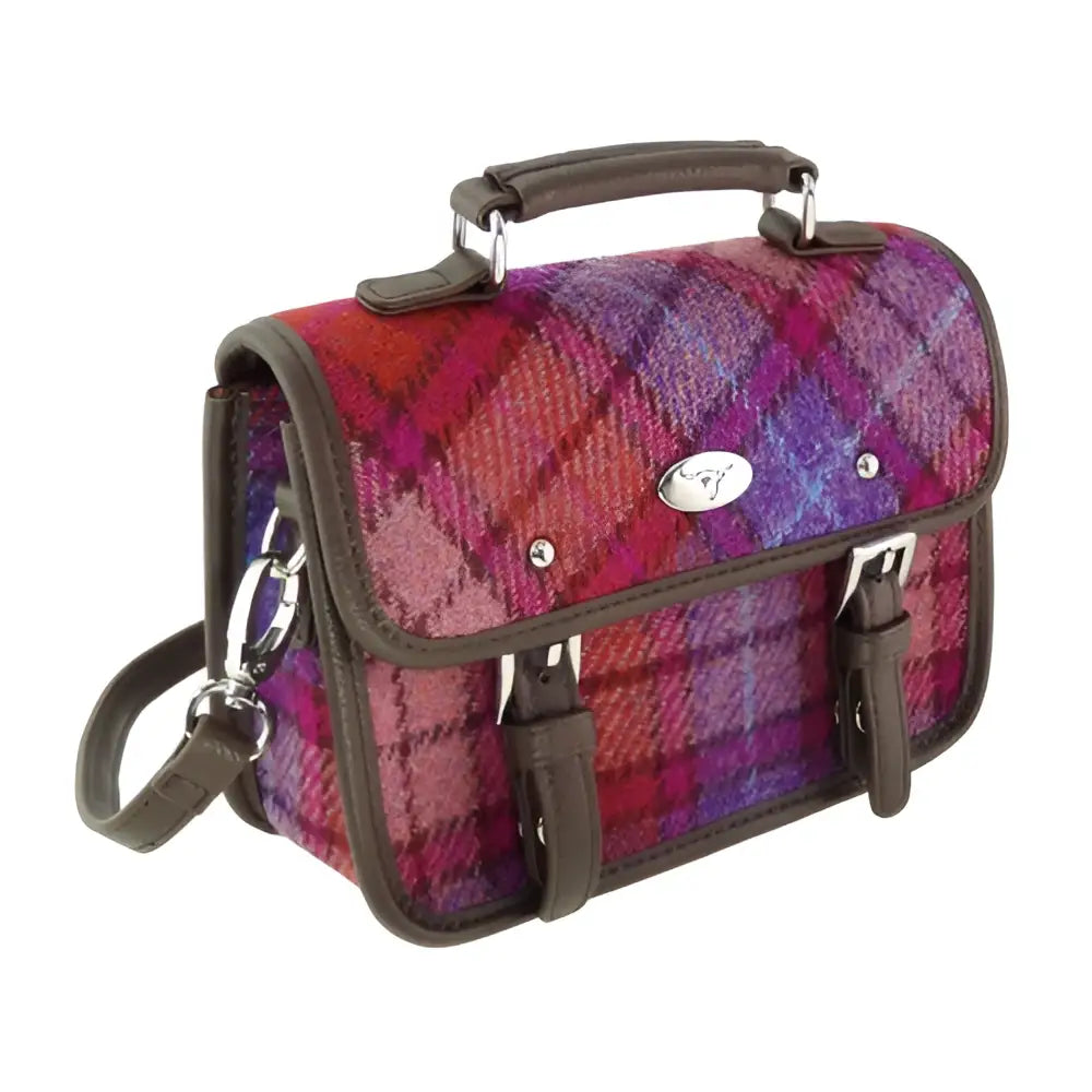 Harris Tweed ’Bervie’ Mini Satchel Bag - Orange & Purple #142