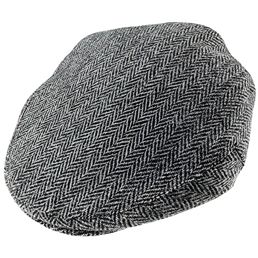 Harris Tweed County Cap - Grey Herringbone / Small