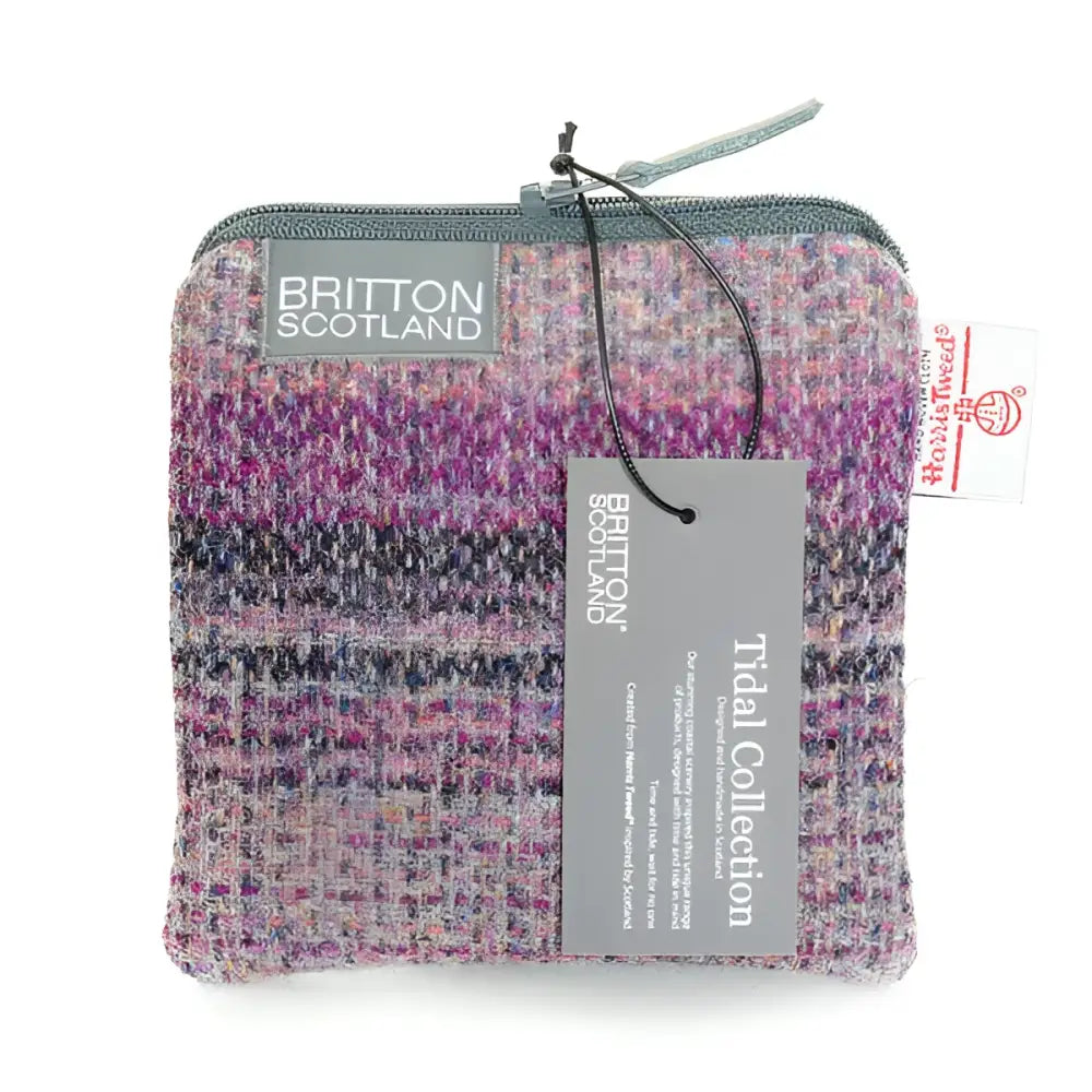 Harris Tweed Large Square Purse - Pink Stripe (Tidal Range)