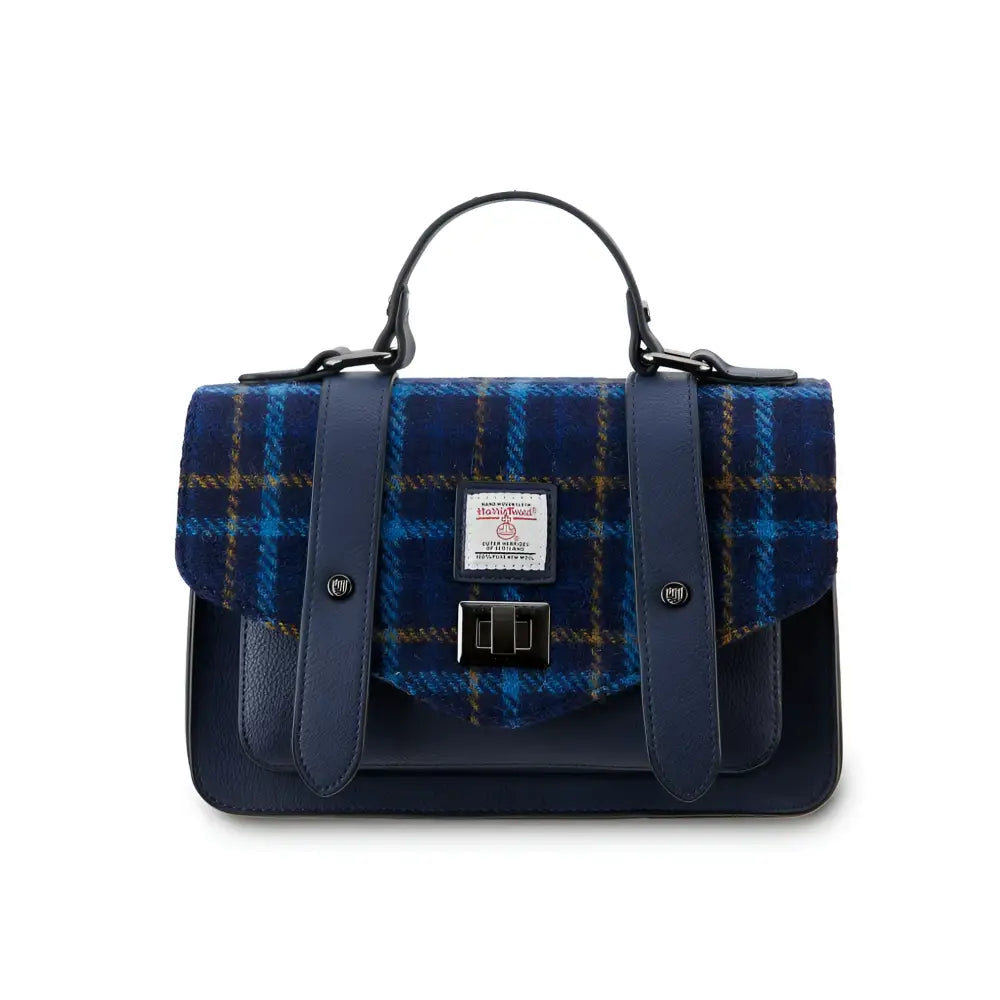 Harris Tweed Medium Satchel - Navy - Bag