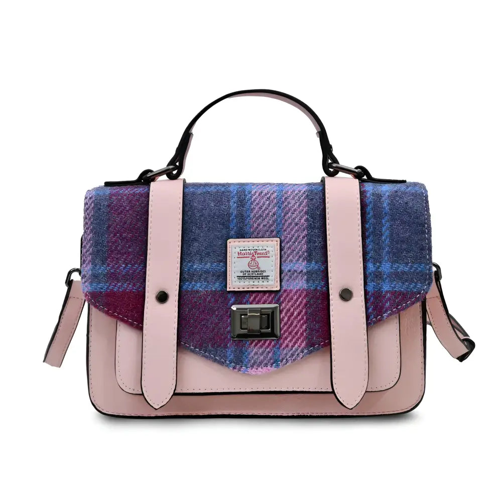 Harris Tweed Medium Satchel - Pink and Blue - Bag