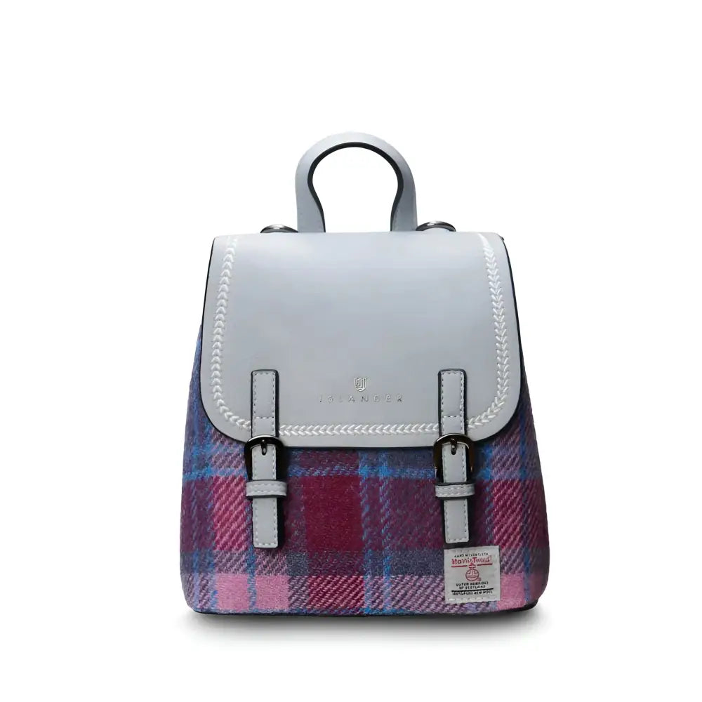 Harris Tweed Mini Jura Backpack - Blue Pink