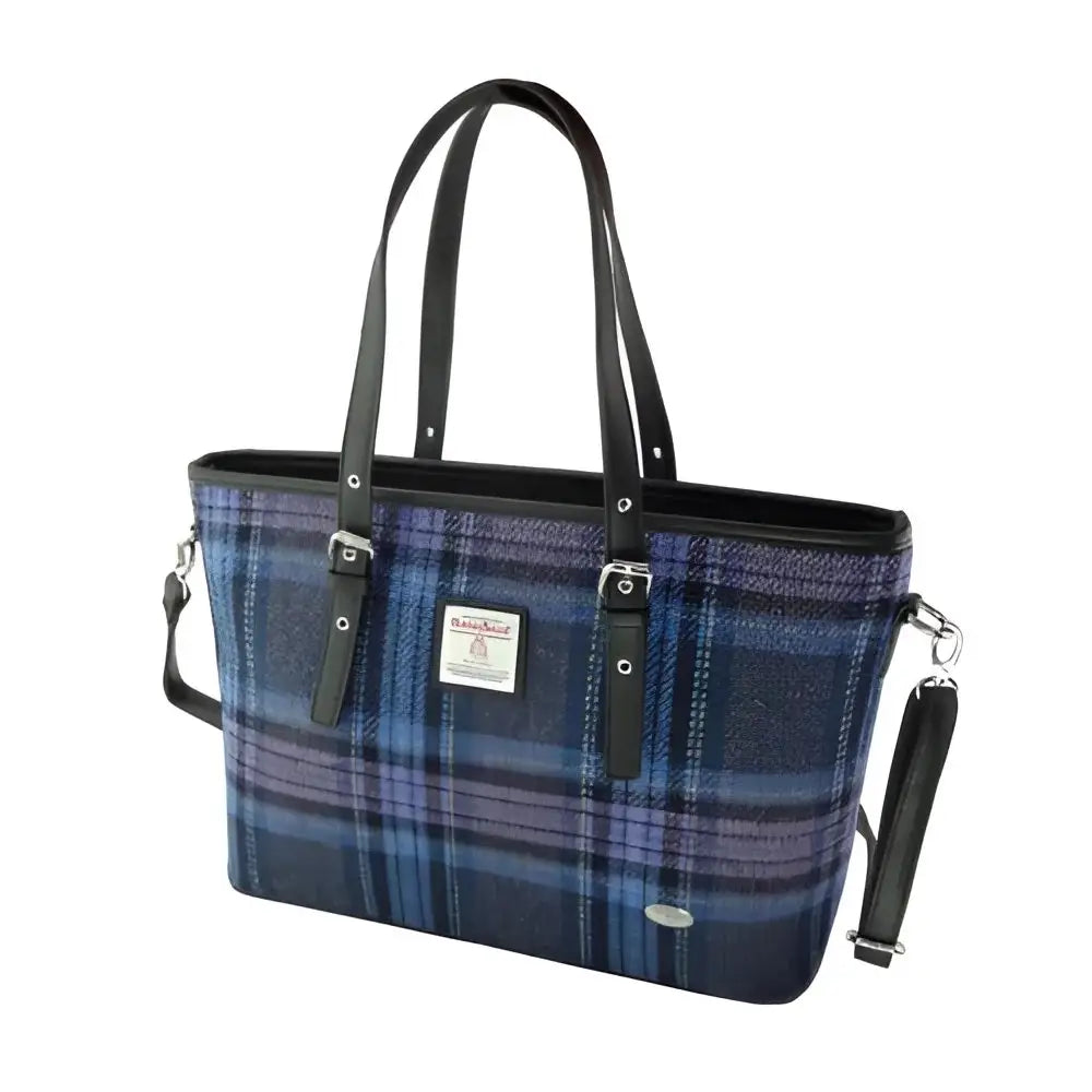 Harris Tweed Spey Tote Bag - Blue and Purple #143