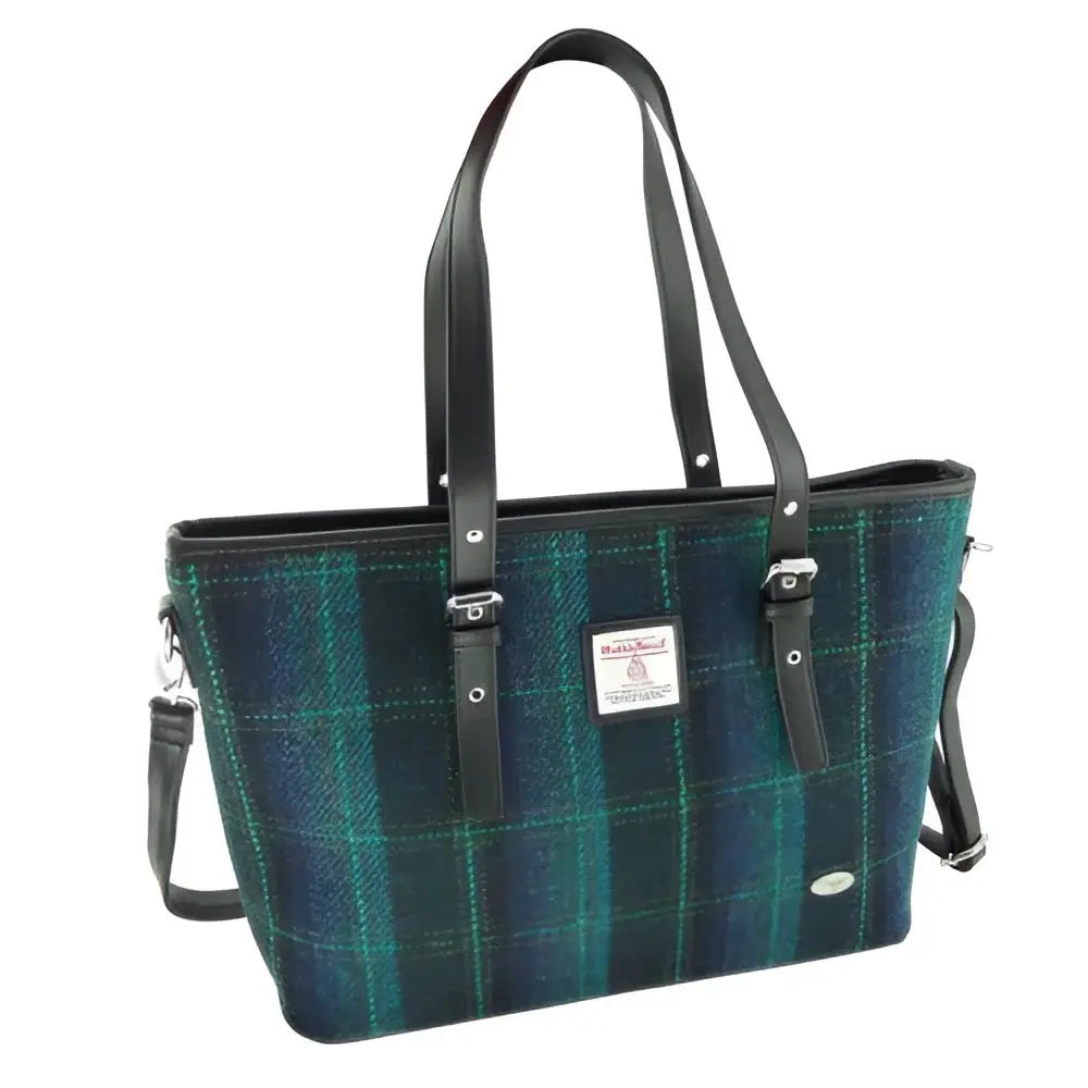 Harris Tweed Spey Tote Bag - Blue with Turquoise #119