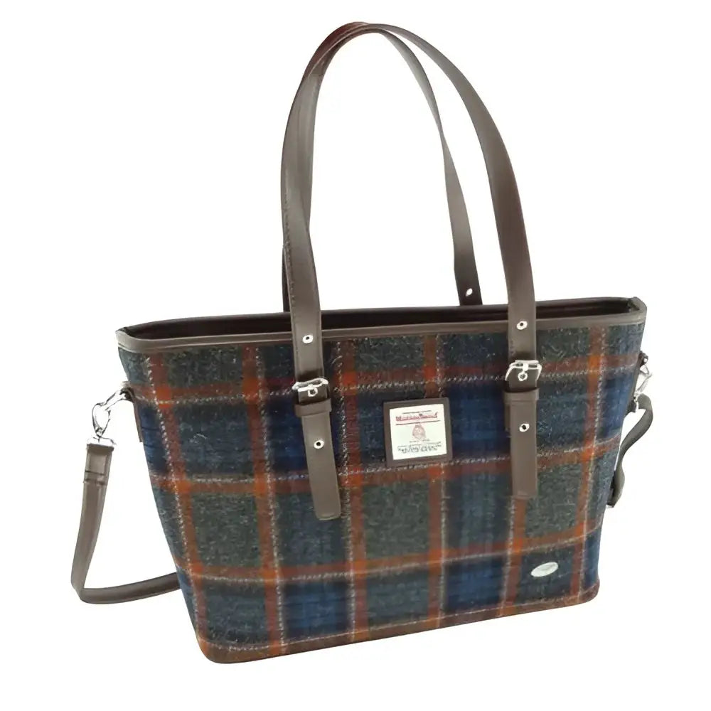 Harris Tweed Spey Tote Bag - Grey with Rust #127