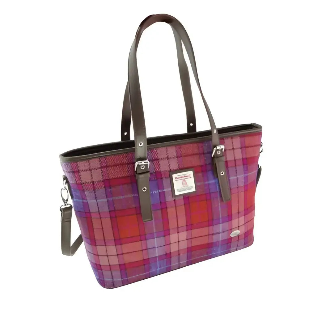 Harris Tweed Spey Tote Bag - Orange & Purple #142