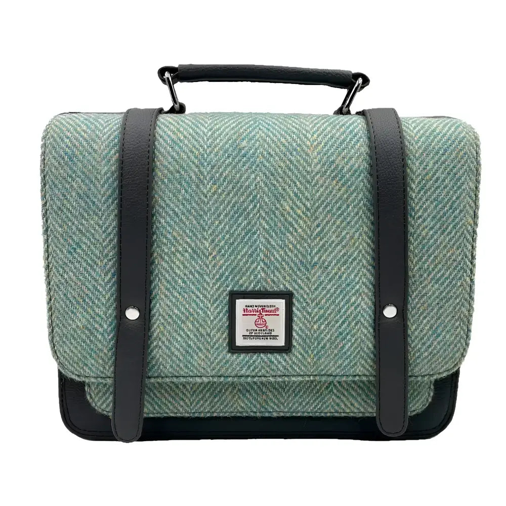 Ladies Messenger Bag in Harris Tweed - Turquoise