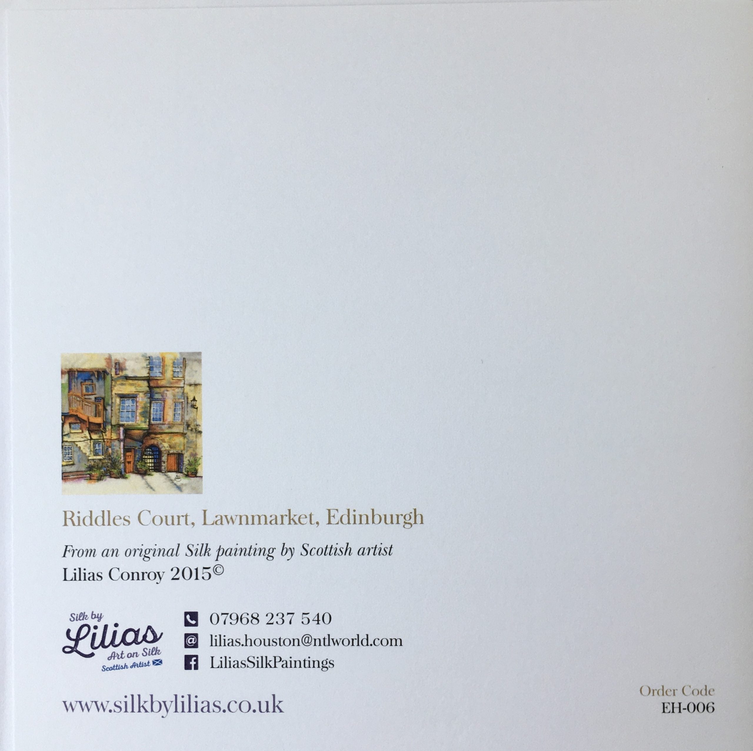 Riddles Court, Lawnmarket, Edinburgh Card | Silk by Lillias | Scottish Creations