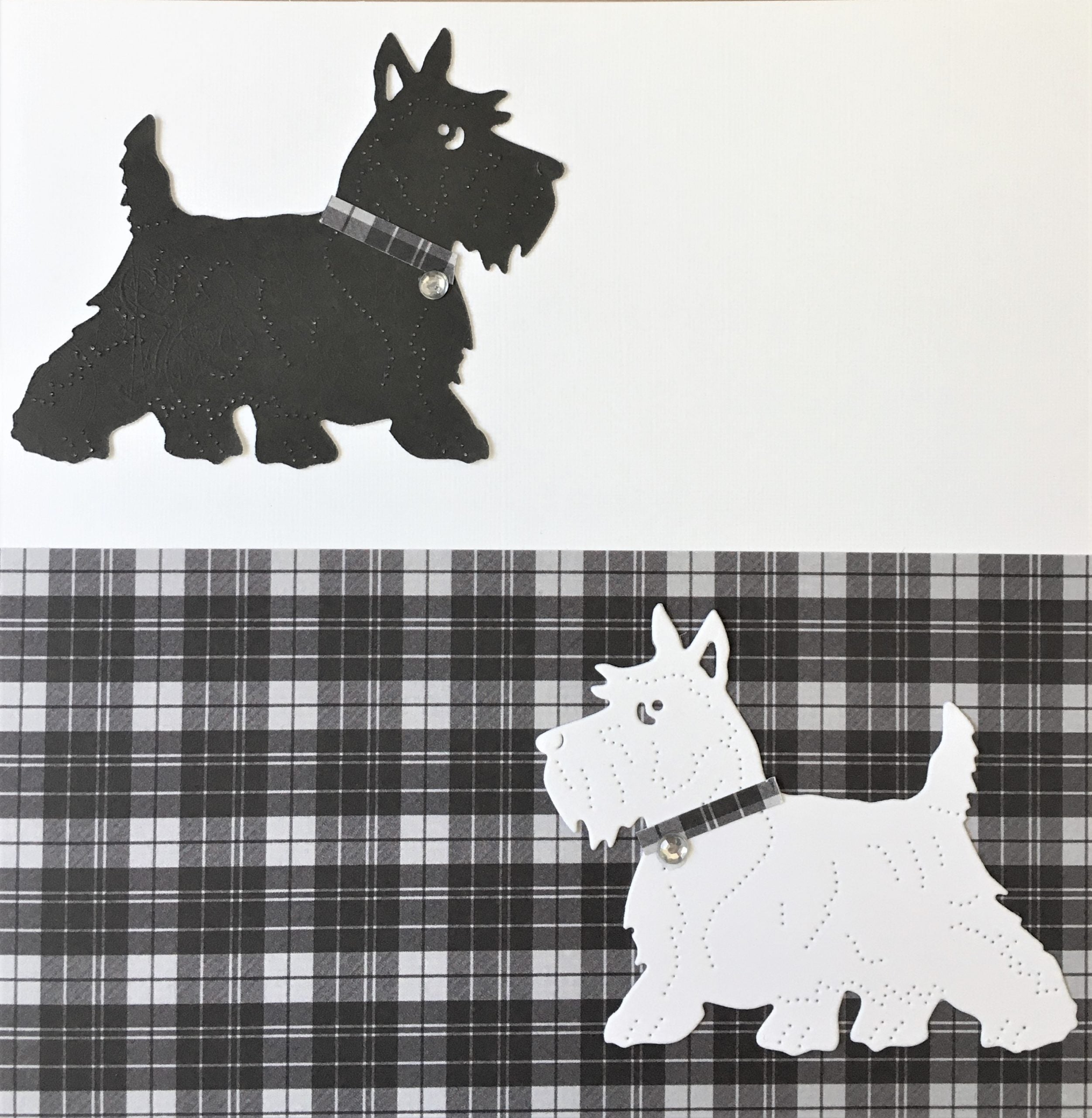 Scottie & Westie Dogs on Tartan Card | Roseneath Studios | Scottish Creations