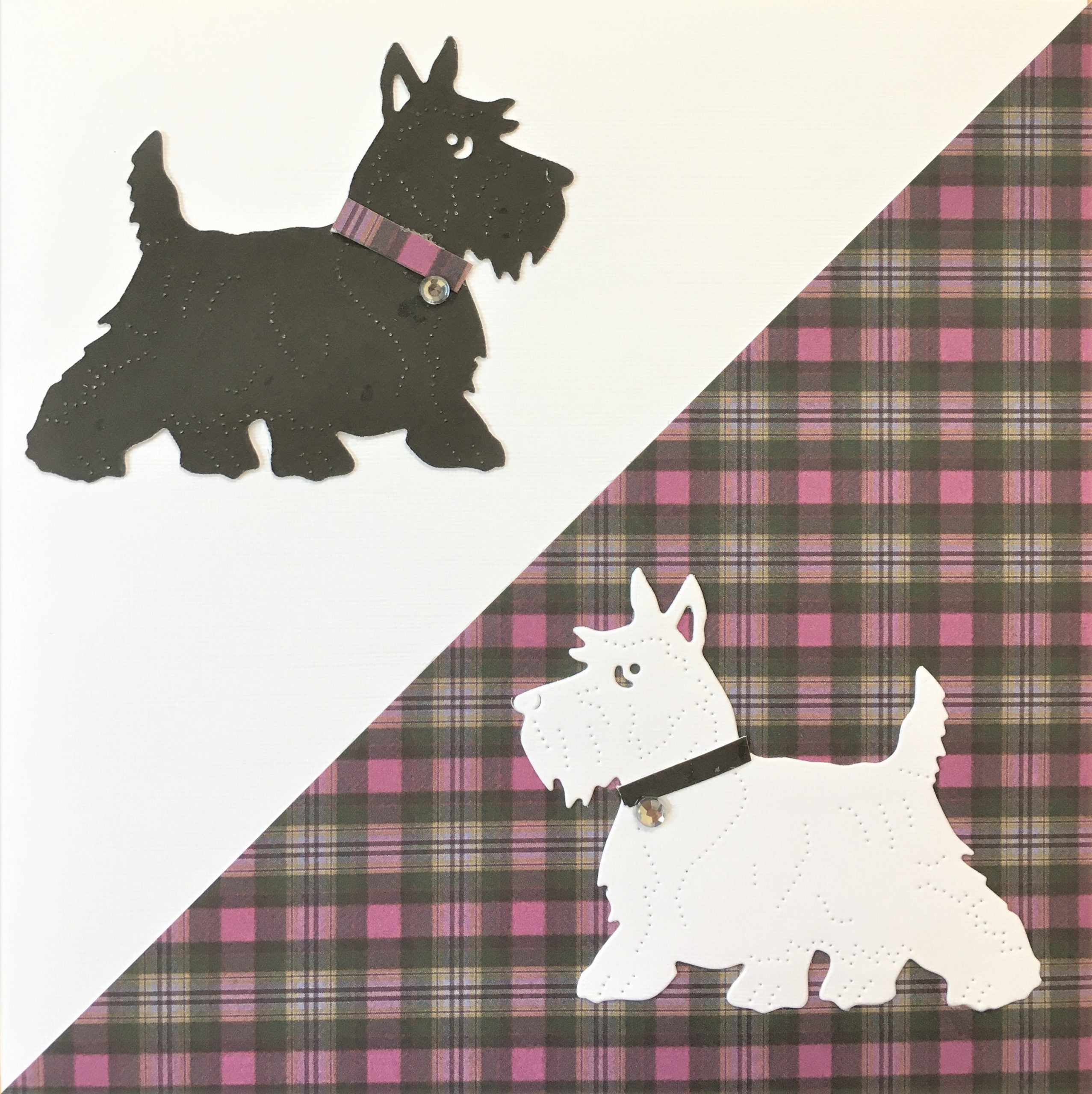Scottie & Westie on Pink Tartan | Roseneath Studios | Scottish Creations