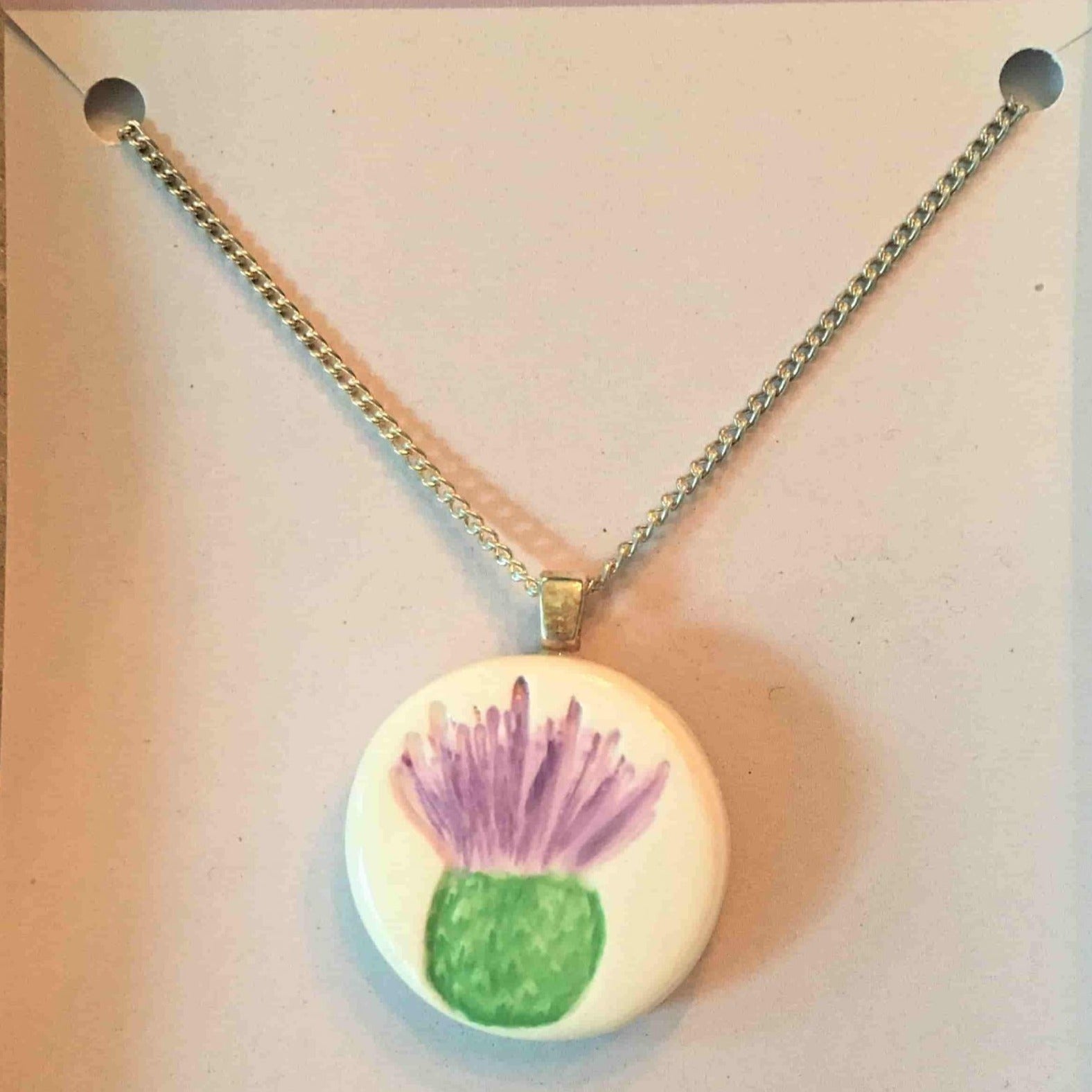 Scottish Thistle in Clay Necklace | Deborah Cameron | Scottish Creations