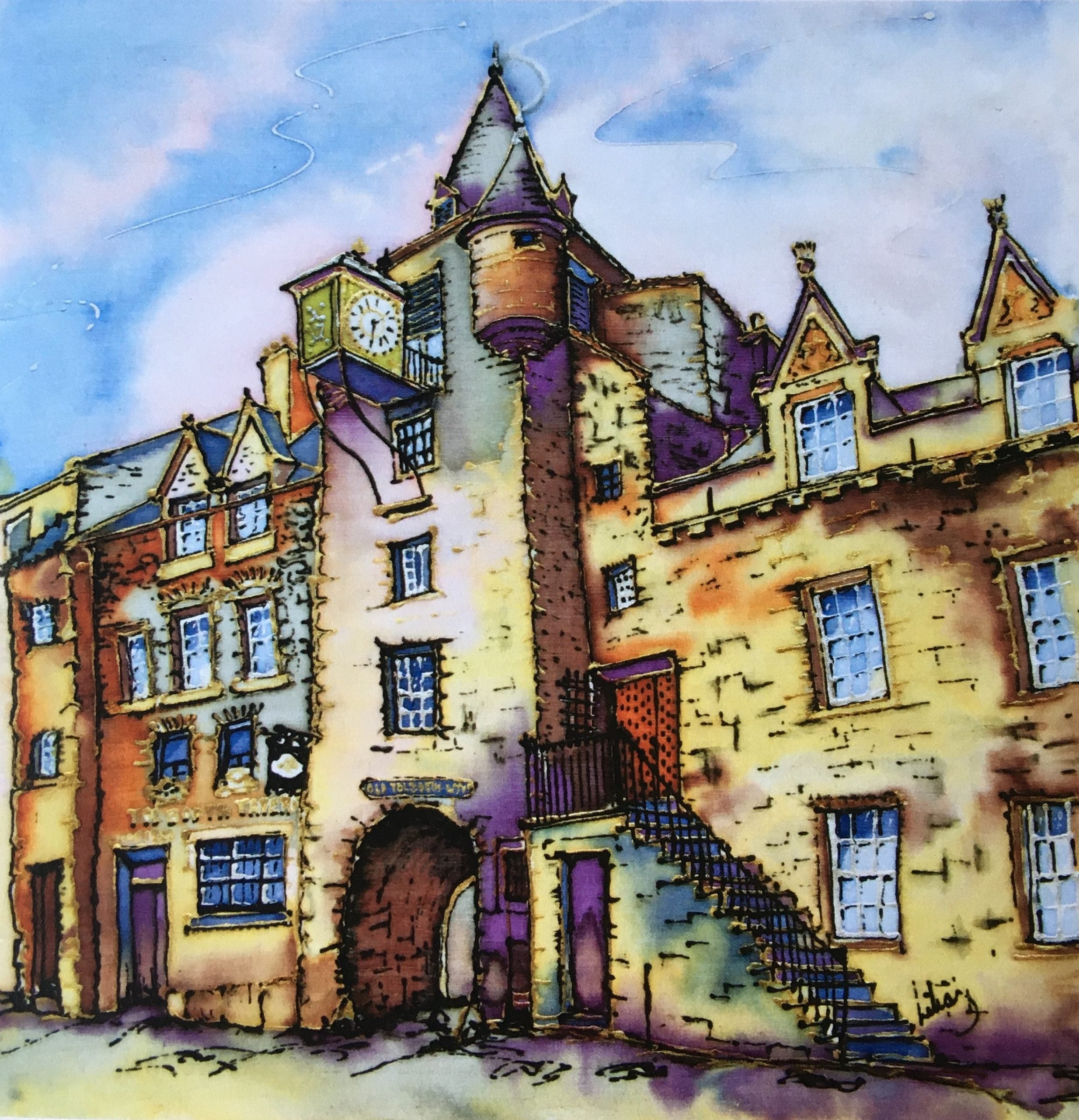 The Tollbooth, Cannongate, Edinburgh Card | Silk By Lilias | Scottish Creations