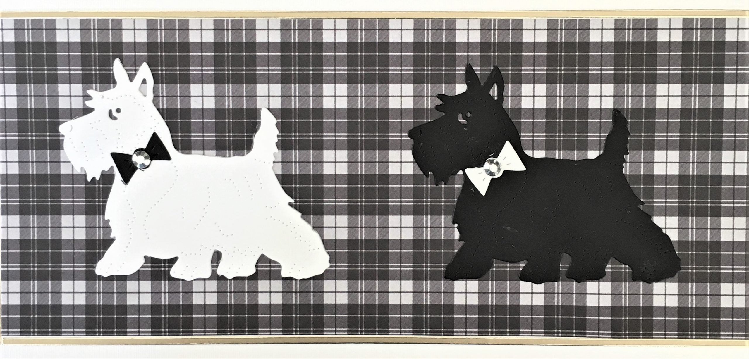 Westie and Scottie on Black Tartan Card | Roseneath Studios | Scottish Creations