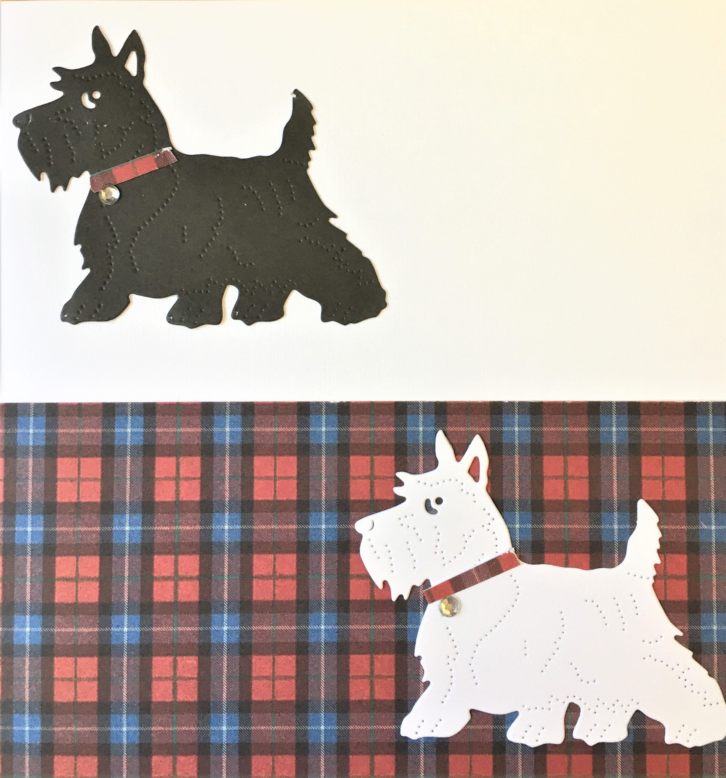 Westie & Scottie Dogs on Tartan Card | Roseneath Studios | Scottish Creations